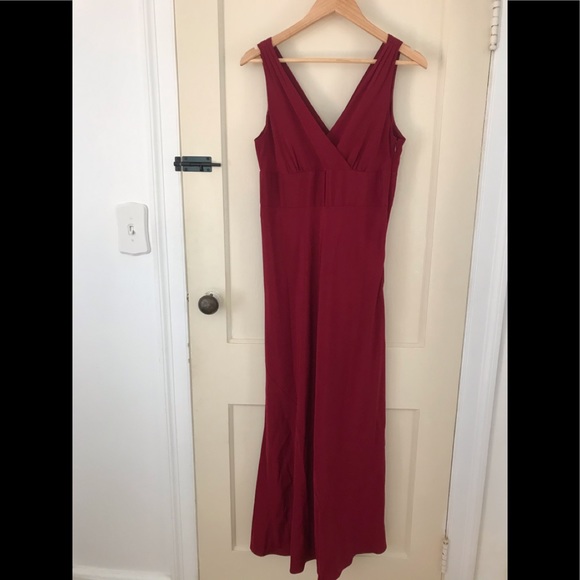 J Crew Cranberry Red Silk Evening Gown Size 12P - Picture 2 of 4